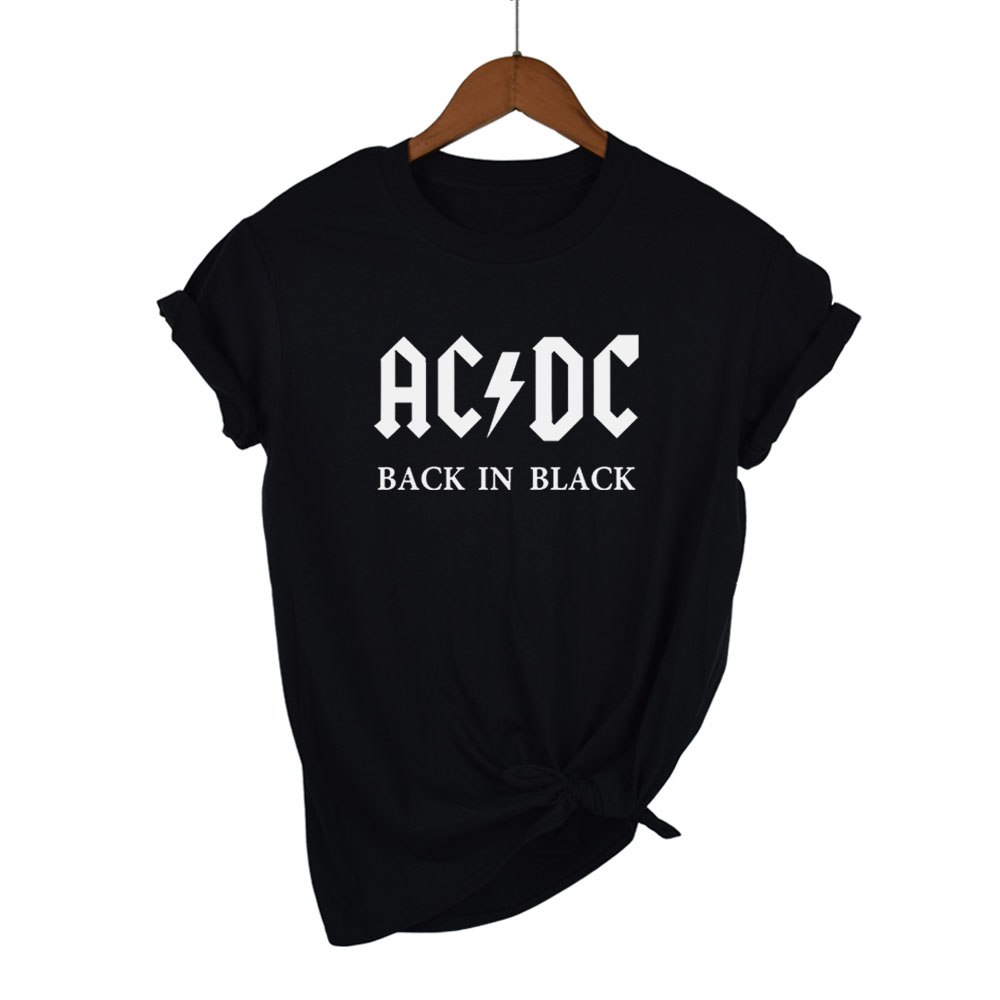 AC/DC T-Shirt Crop Top Nera – Lascia Che Ci Sia Rock, Abbigliamento Ufficiale Donna
