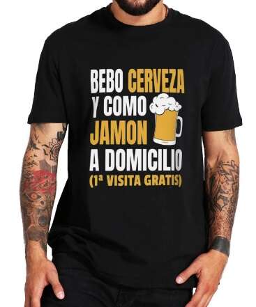 camisetas graciosas de cerveza negras hombre