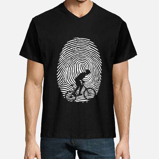 camisetas con bicis y huella dactilar de dedos de manos