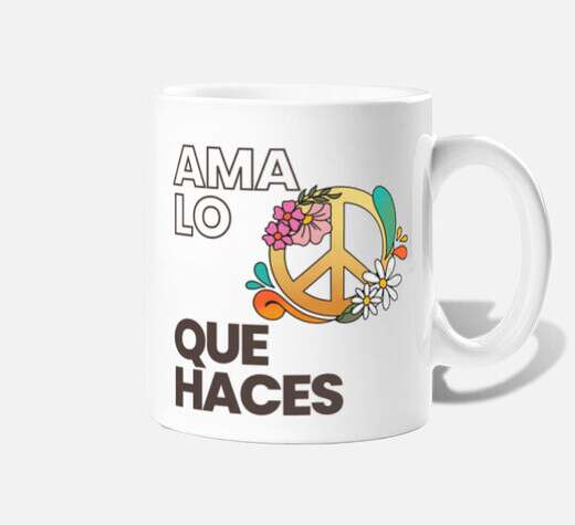 Tazas con frases de amor y paz hippies